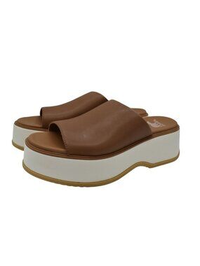 Sorel Womens Size 9.5 Dayspring Platform Velvet Tan Slide Sandals Shoes